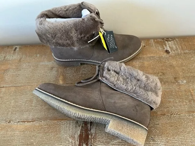 JOULES HEYBROOK SHEARLING Cuff Fold Over Boots Tan UK 5 RRP