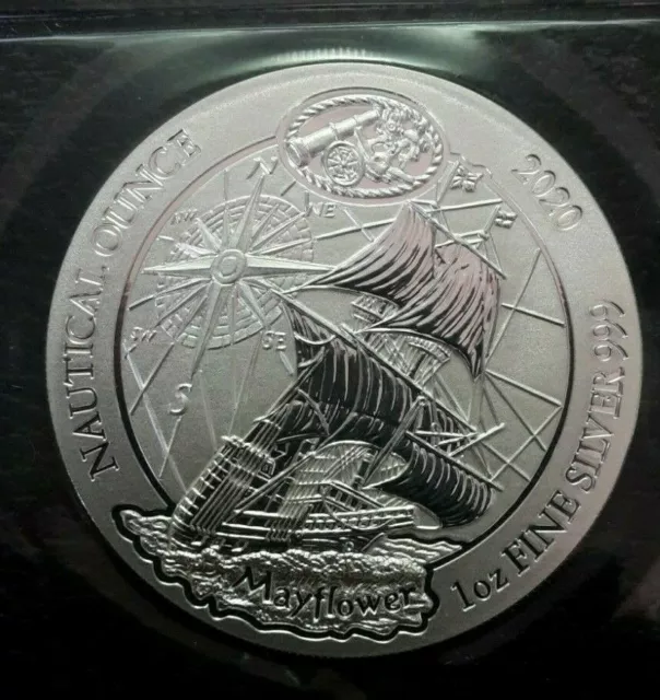 1 oz SILVER RWANDA NAUTICAL MAYFLOWER 2020 ~ 999 Fine Silver ~ BH Mayer Mint