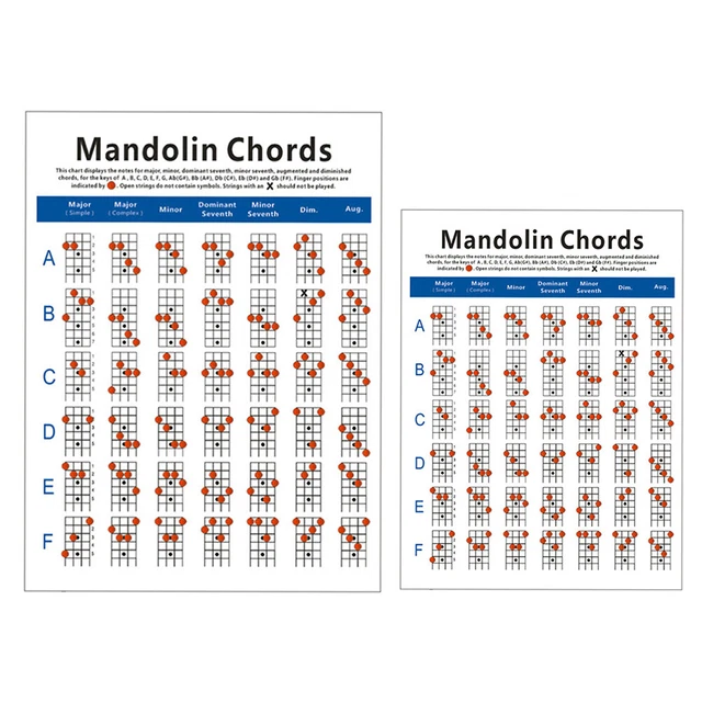 MANDOLIN FRETBOARD FINGERING Chart Music Chords Poster Coated Paper ...