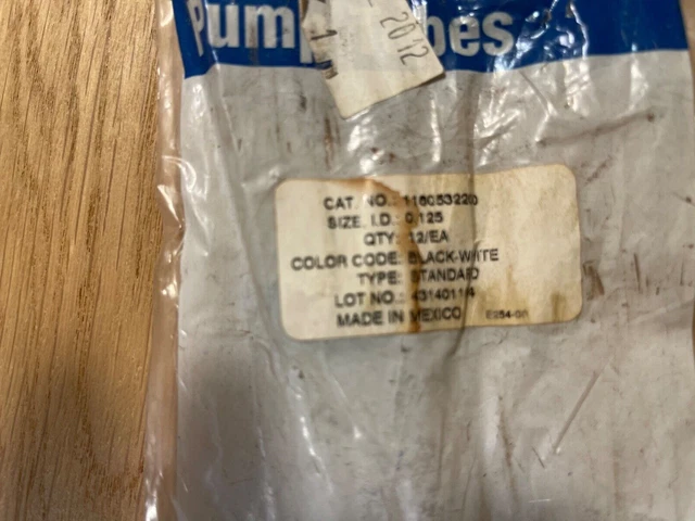 Tyco pump tubing. Black-White Cat#1160532200