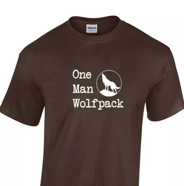 One Man Wolfpack T-shirt Chocolate Brown White Funny Hangover Tee Shirt S-3XL