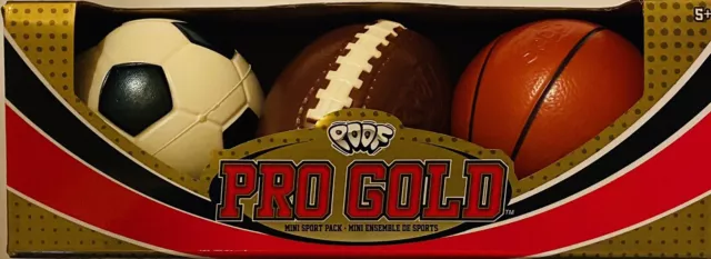 Poof Pro Gold Mini Sport Pack Football Basketball Soccer Kids Foam Toys