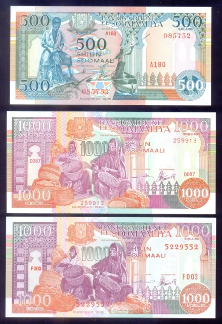 Somalia  500 Shilin - 1000 Shilin 1990 - 1996  P36-37   UNC