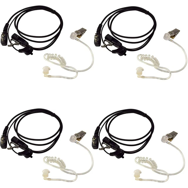 4X HANDS FREE Headsets w/ Acoustic Tube Earpiece PTT Mic for Radio