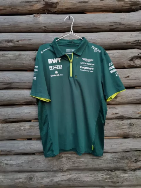 F1 Aston Martin Team Racing 2021 Jersey Shirt Polo Green Sz L