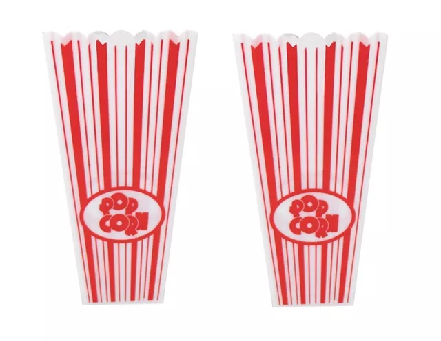 2 x Plastic Popcorn Holder Tub Red Container Movie Movie Party Treat Snacks