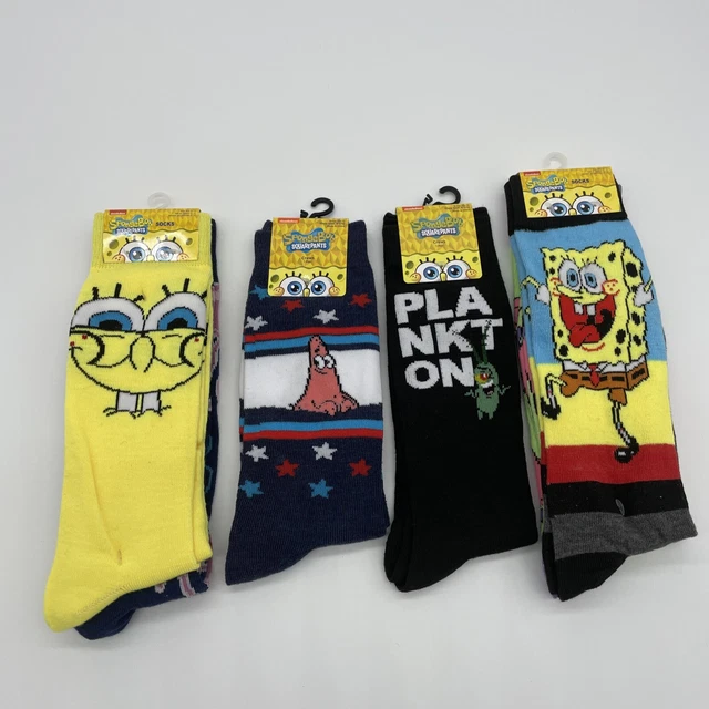 🔥New Lot 6 Prs Mens Sponge Bob Squarepants Patrick Plankton Crew Socks Sz 6-12