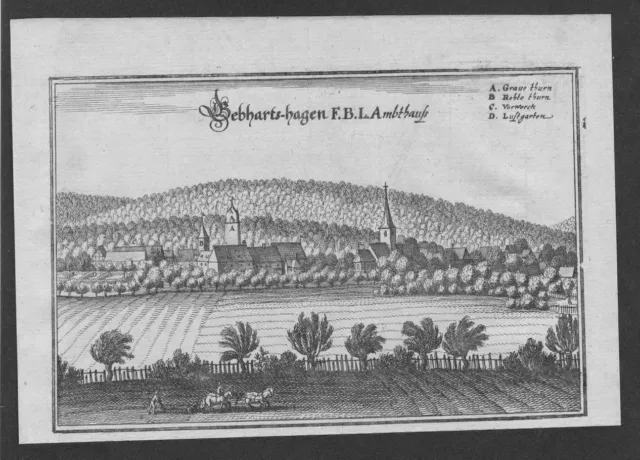 Gebhardshagen Salzgitter Niedersachsen Kupferstich Merian engraving 1650