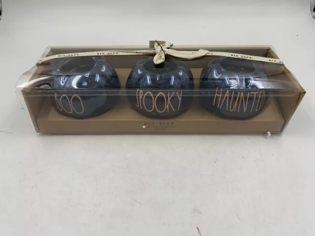 Rae Dunn Ceramic 3in Black Boo, Spooky & Haunted Tealight Holders CC01B41003