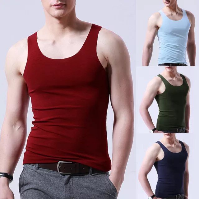 Ice Silk Men's Solid Tank Tops Summer Seamless Sleeveless Vest Muscle Shirt 3