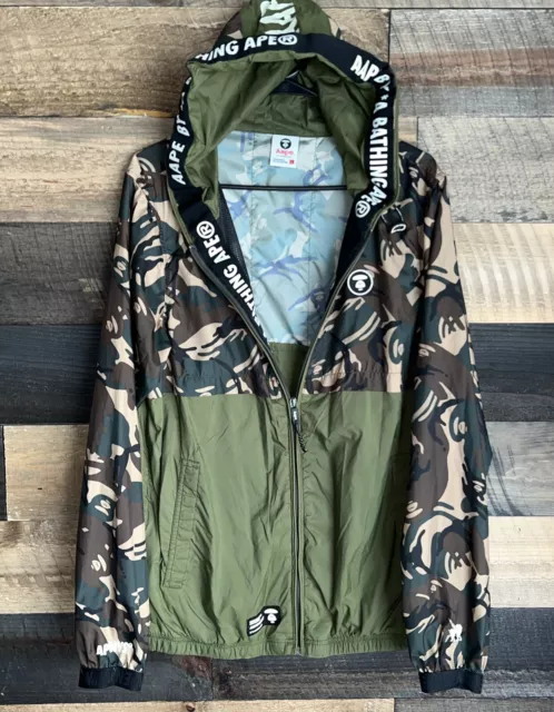 A Bathing Ape BAPE EARTH CAMO Paneled Coat Hoodie Jacket Large Sold OUT $235