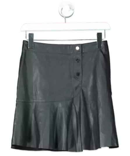 Pinko Black Faux Leather Button Down Skirt UK 6