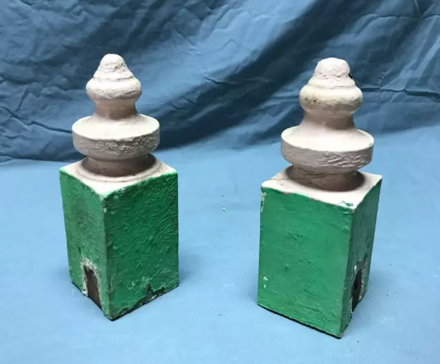 Antique Pair Shabby Turned Wood Porch Drop Finials Decorative Old VTG 2009-22B