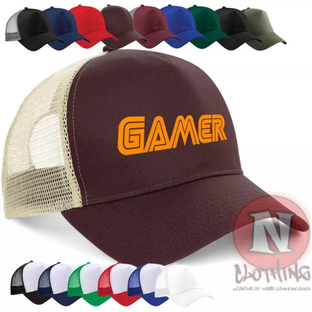 Gamer cap Half mesh retro trucker baseball hat gaming youtube