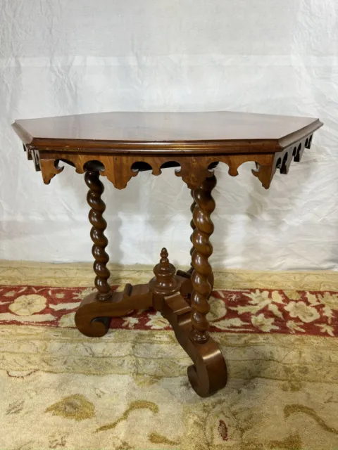 Fancy Victorian Renaissance Revival Table with Ornate Carved Edges 28” Tall