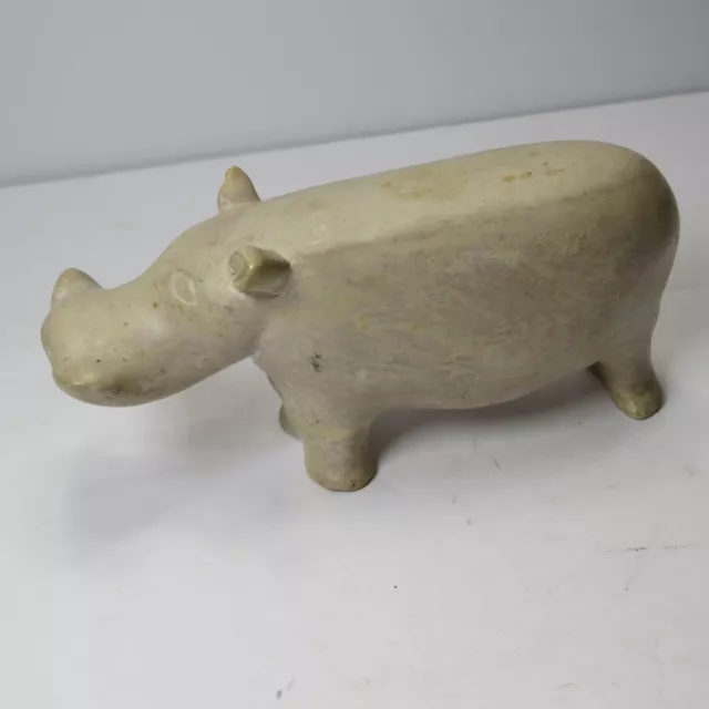 Vintage Hand Carved HIPPO HIPPOPOTAMUS Marble Stone FIGURE Figurine Statue 6"