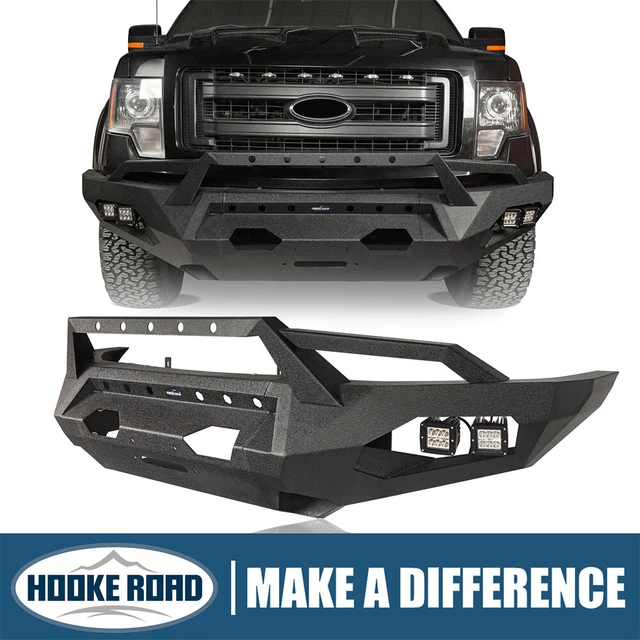 Hooke Road Steel Front Bumper For Ford F-150 (2009-2014) - With Winch Plate & LED Light Mounts, Excl. Raptor