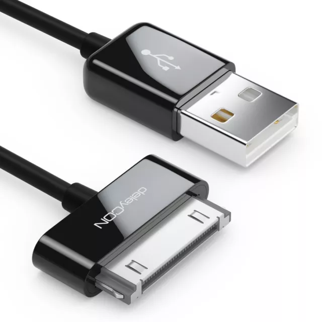 deleyCON 0,5m 30-Pin USB Kabel Dock Connector Sync- Lade- & Datenkabel Schwarz