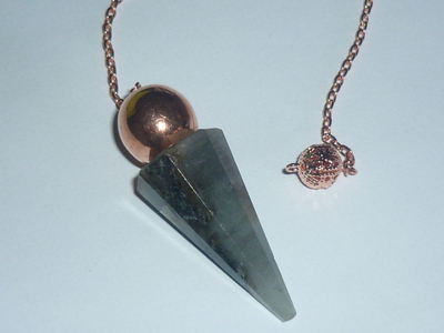 PENDOLINO GRANDE PIETRA LABRADORITE DEA ARGENTO pendolo cristallo PIETRA FASCINO 