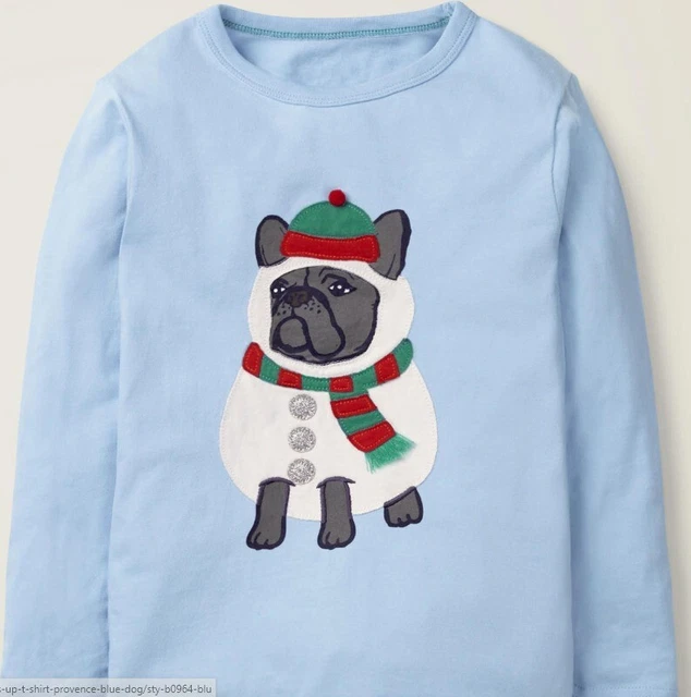T-shirt abito festivo MINI BODEN età 11-12 anni blu carlino natalizio nuova con etichette