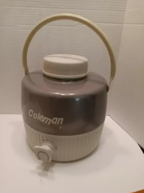 Vintage Coleman Gray White 1 Gallon Drink Picnic Jug Cooler Water Dispenser
