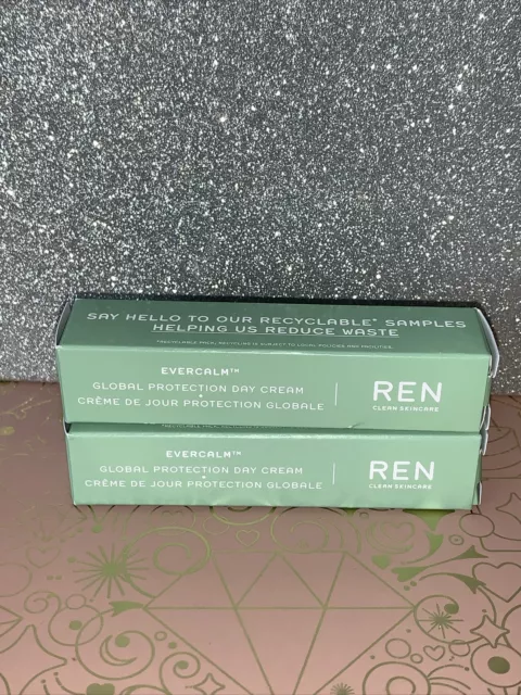 REN Clean Skincare Evercalm Global Protection Day Cream Sample 5ml New Boxed X 2