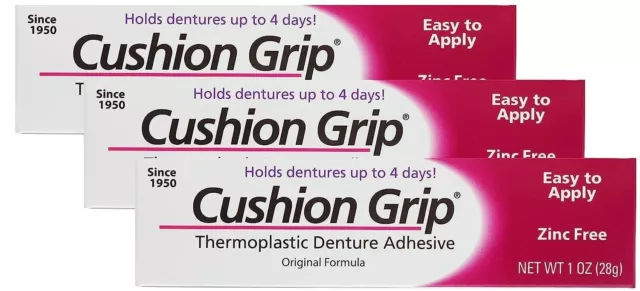 New Cushion Grip Thermoplastic Denture Adhesive, 1 oz (Pack of 3) free Shipping