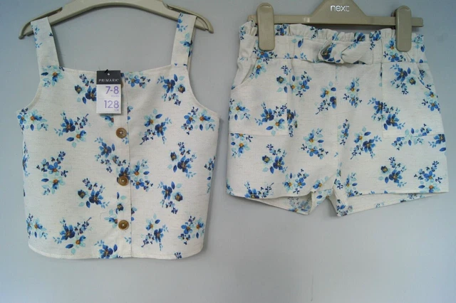 New Girls Primark Summer Top & Shorts Outfit Age 7-8 Years