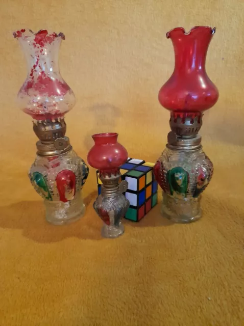 ensemble de 3 petites lampes à petrole