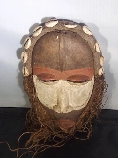 African Masks Antiques Dan Tribe With Shells And Cloth Was Used By Tribe