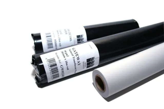 Quality 112g/m² Tracing Paper Roll 1016mm x 20mtr 40" One Meter Width inc VAT!