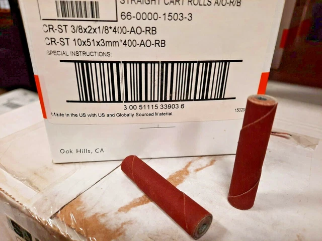 Standard Abrasives 720055 3/8"x2" x1/8" 400Grit A/O Straight Cartridge Rolls