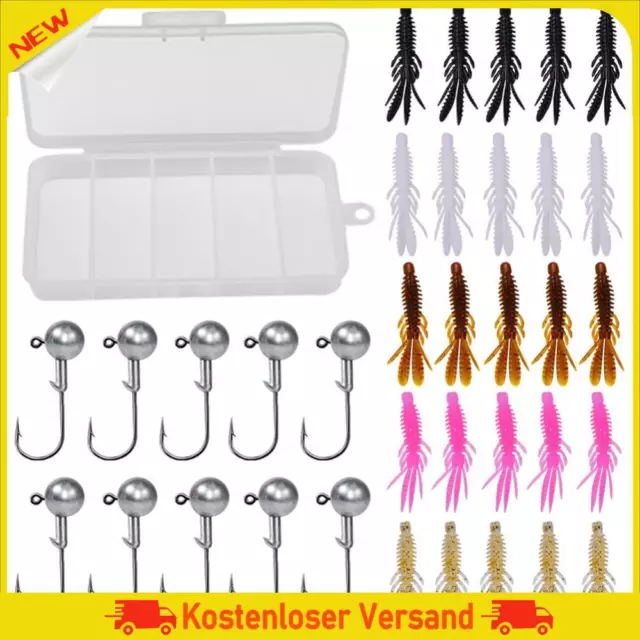 35Pcs Fishing Lure Set with Tackle Box Jig Head Hooks for Freshwater Saltwater