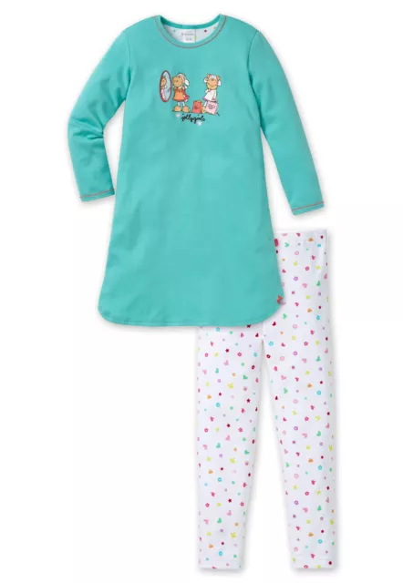 Schiesser Bambina Pigiama Lungo Camicia da Notte + Leggings 104 116 128 140