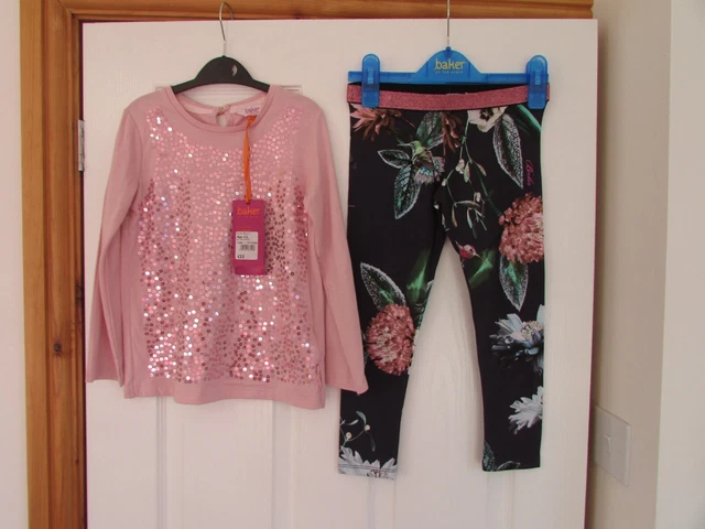 Top a maniche lunghe nuovo con etichette Ted Baker bambina 5-6 anni nuovo con etichette + set leggings £32
