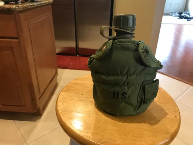 US Military Surplus 1qt Canteen w COVER with Alice Clips and Side Pouch OD GREEN