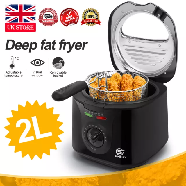 Electric Deep Fat Fryer Chips Oil Frying Non-stick & Basket & View Window 1300W