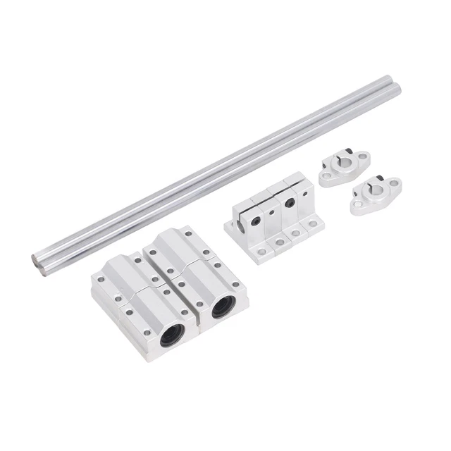 4Pcs Linear Motion Ball Bearings With 2Pcs Metal Shaft Rods Slide Block Support