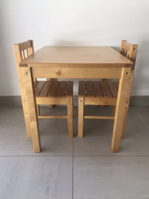 Table D'Activité Enfant Avec 2 Chaises - Bois De Bouleau - 106x58 Cm - Plateau Spacieux Et Rangement Intégré