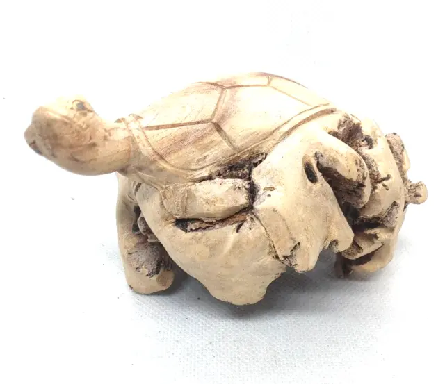 Vintage Hand Carved Wooden Carving Sculpture Art Decor Turtle #1