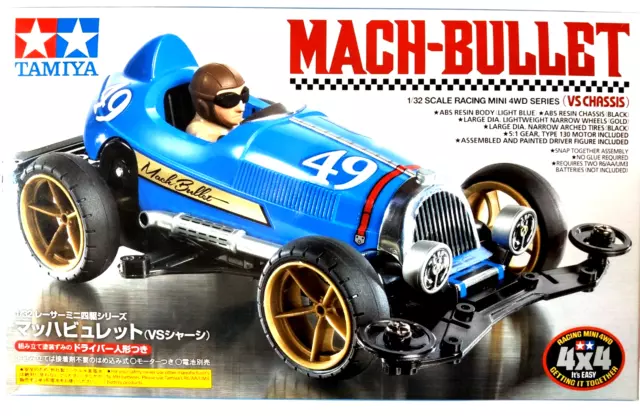 Tamiya 1/32 Scale Mini 4WD Car Kit VS Chassis JR Mach-Bullet Racer from Japan