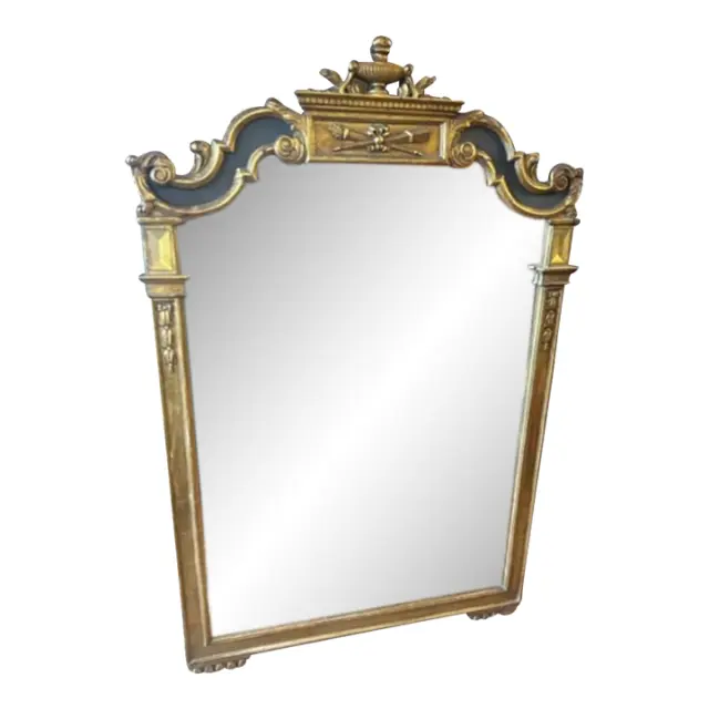 Large French Louis XVI Style Carved Giltwood Mirror