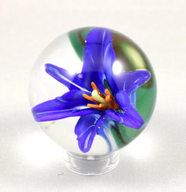 Beautiful flower implosion UV reactive marble 1.4" 36mm