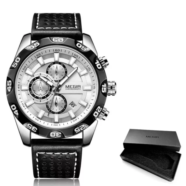 MEGIR Mens Watches Top Brand LuxuryChronograph Sport Quartz Watch Men