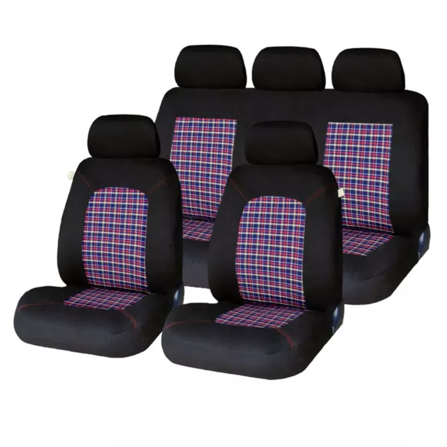 9 PCE Lambeth Tartan GTI Checked Design Car Seat Covers VW Golf MK1 2 3 4 5 6 7