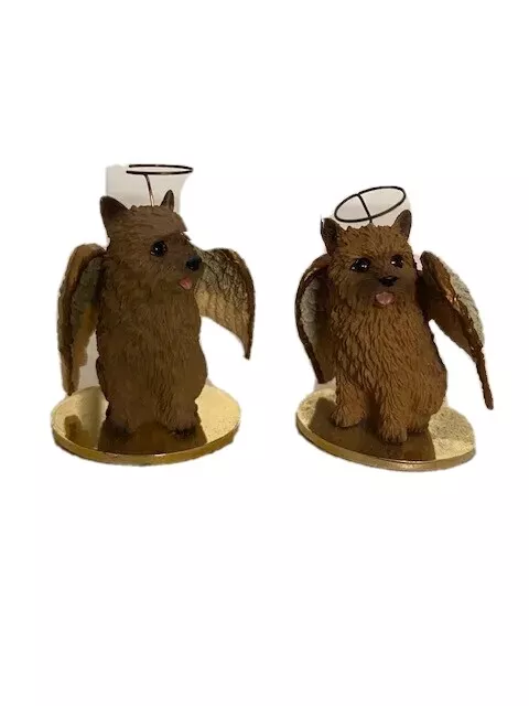 Norwich Terrier Angel & Angel Set- Figurine Hand Painted