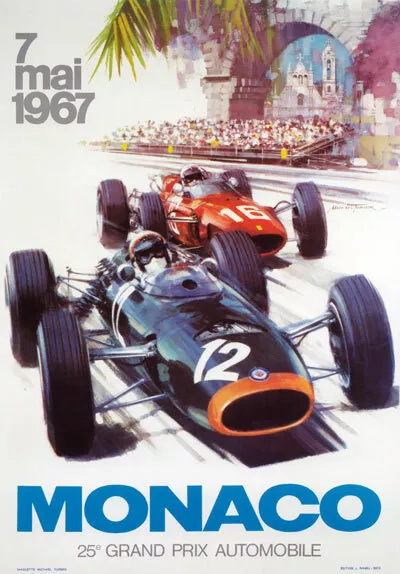 AV93 Vintage 1967 25th Monaco Grand Prix Motor Racing Poster Art Re-print A4