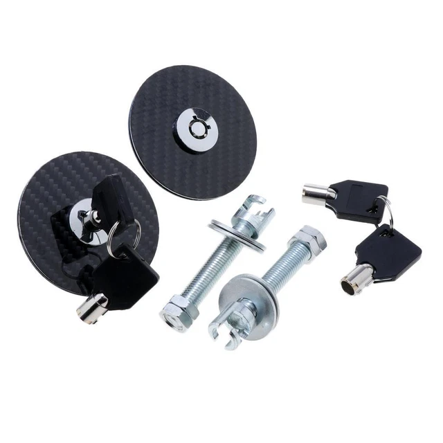 BLACK RACING MOUNT Carbon Fiber Hood Pins Latch Key Locking Kit £19.81