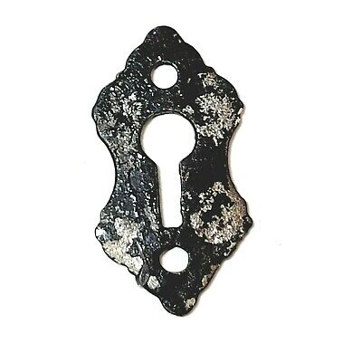 Vintage Cast Iron Ornate Skeleton Key hole Escutcheon Salvage Hardware 1 7/8" 3