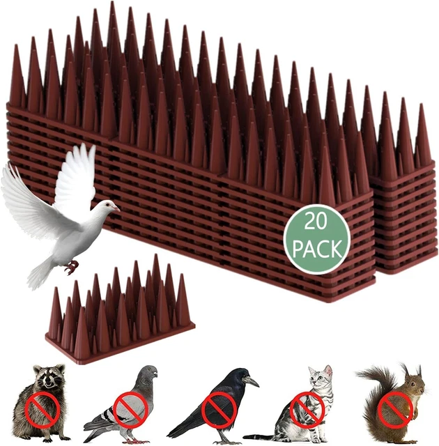 Apluskis Upgraded Bird Spikes, 20 Pack/6M Squirrel Raccoon Pigeon Brown